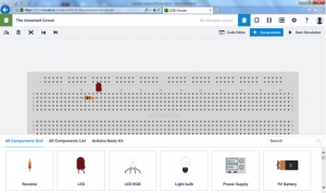 Componentes adicionados na protoboard virtual