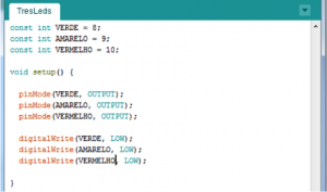 Configuração inicial dos pinos do Arduino
