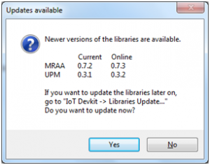 Mensagem de atualizaçao das bibliotecas